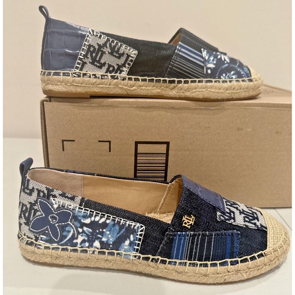 Lauren Ralph Lauren Size 6.5 Cameryn Patch Espadrille Flat Shoes